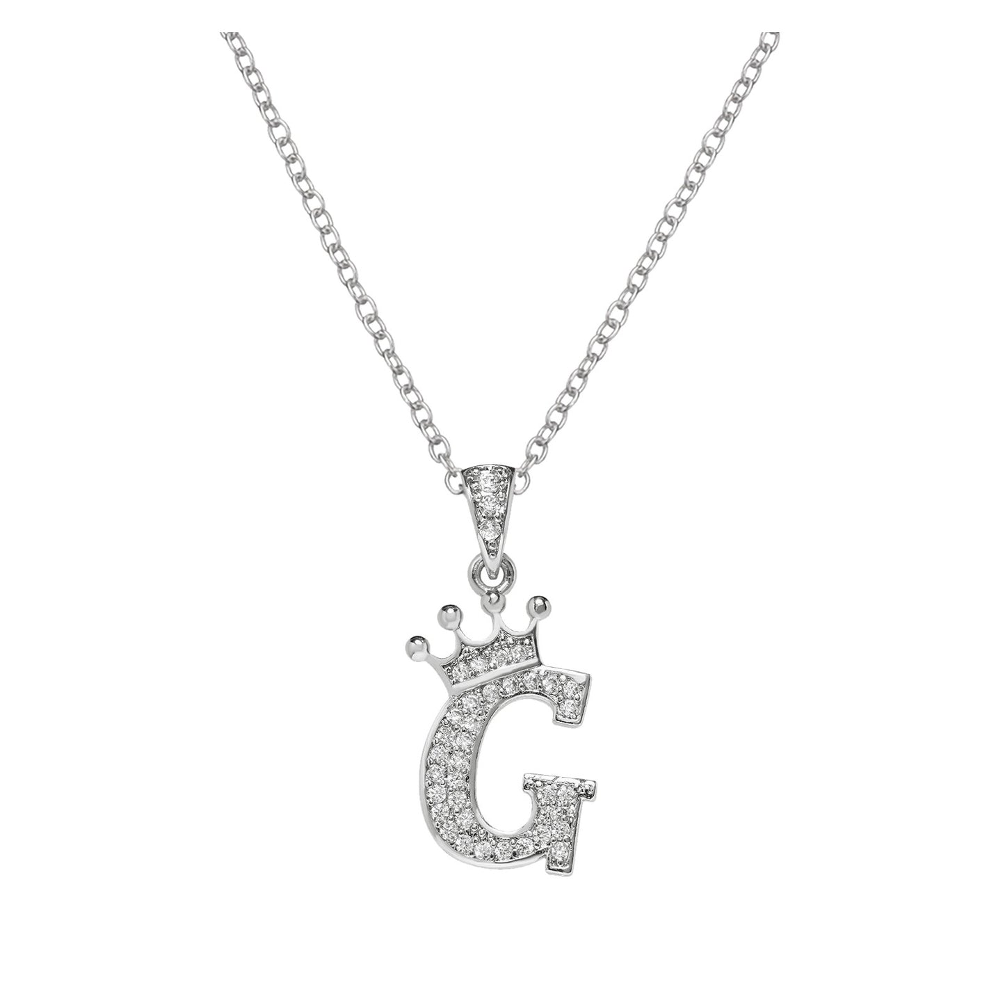 Luxury Stainless Steel Cubic Zirconia Name Crown Letter Pendant Necklace For Women Hip Hop Punk Girl Alphabet Fashion Jewelry