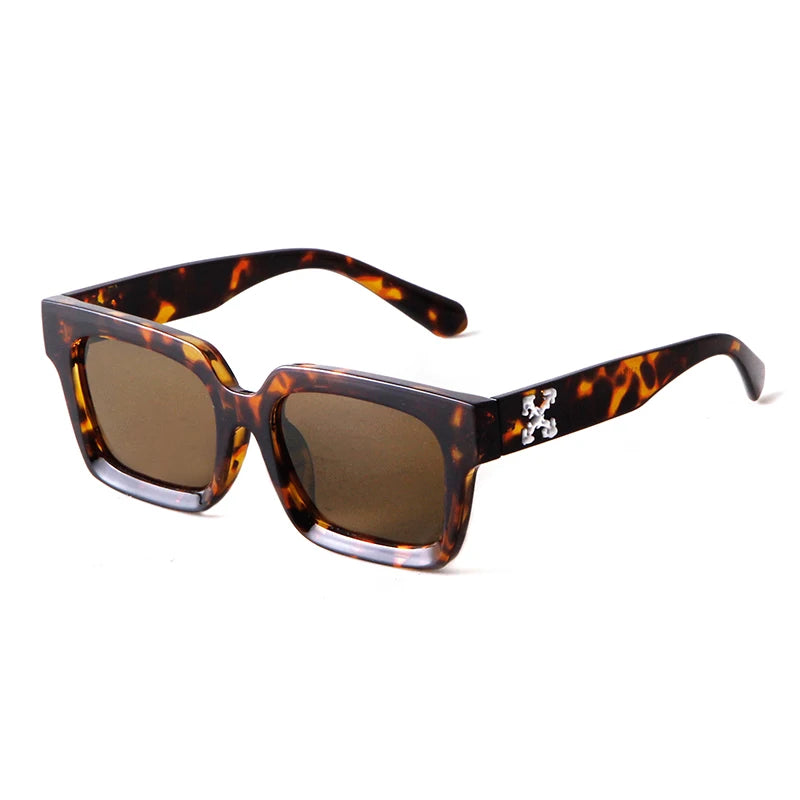 SORVINO Fashion Square Sunglasses Women Shades UV400 Leopard Brown Punk Men Colorful Sun Glasses Anti-blue Light Flat Glasses