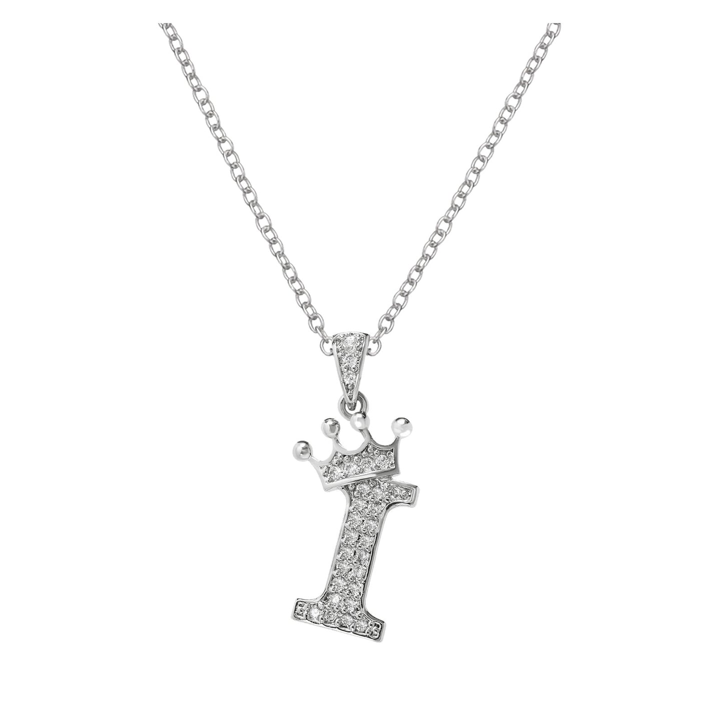 Luxury Stainless Steel Cubic Zirconia Name Crown Letter Pendant Necklace For Women Hip Hop Punk Girl Alphabet Fashion Jewelry