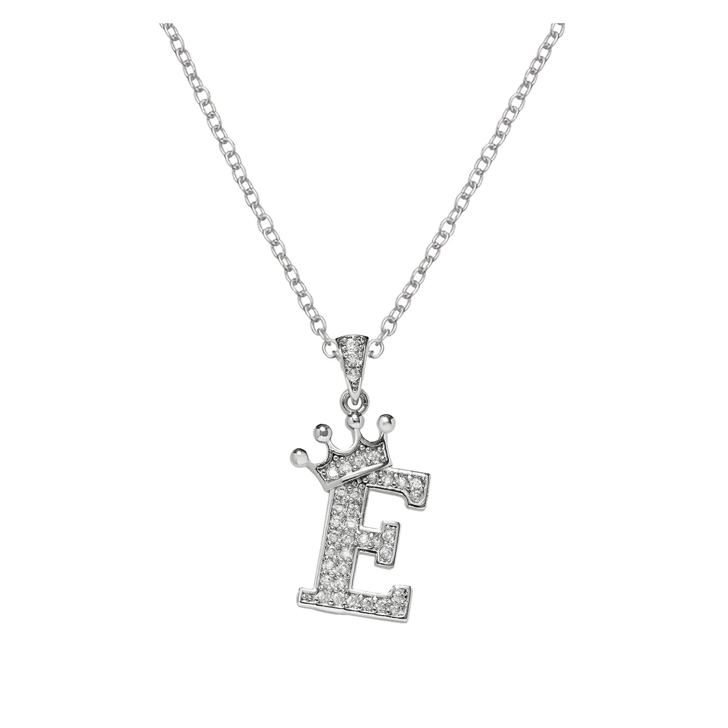 Luxury Stainless Steel Cubic Zirconia Name Crown Letter Pendant Necklace For Women Hip Hop Punk Girl Alphabet Fashion Jewelry