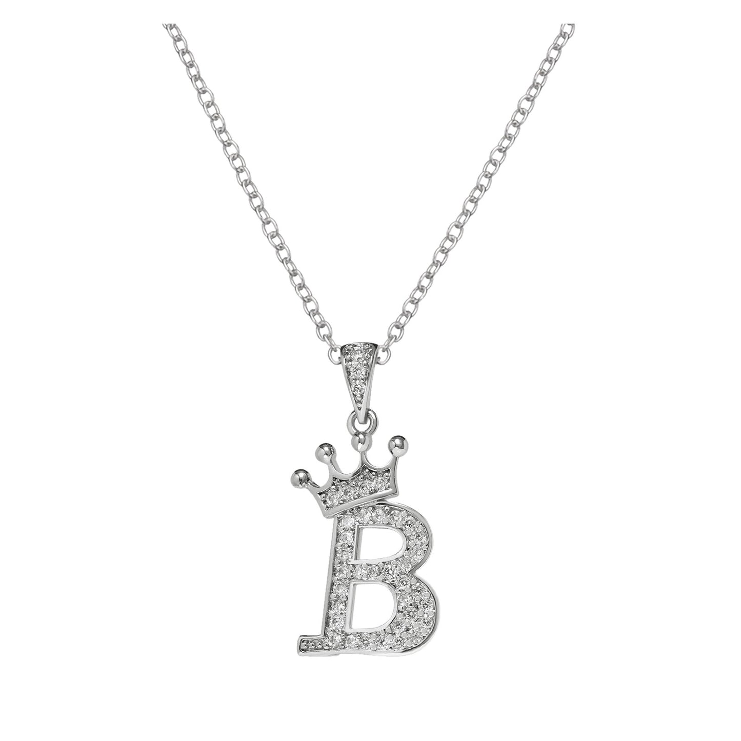 Luxury Stainless Steel Cubic Zirconia Name Crown Letter Pendant Necklace For Women Hip Hop Punk Girl Alphabet Fashion Jewelry