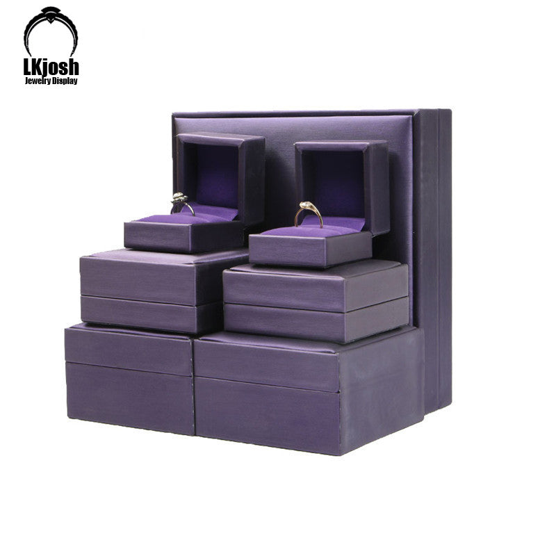 Purple Jewelry Box Brushed PU Leather Ring Box Bracelet Necklace Box Pendant Gift Box Wedding Gift Box Jewelry Storage Box